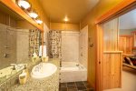 The king bedroom ensuite offers shower/tub combination.